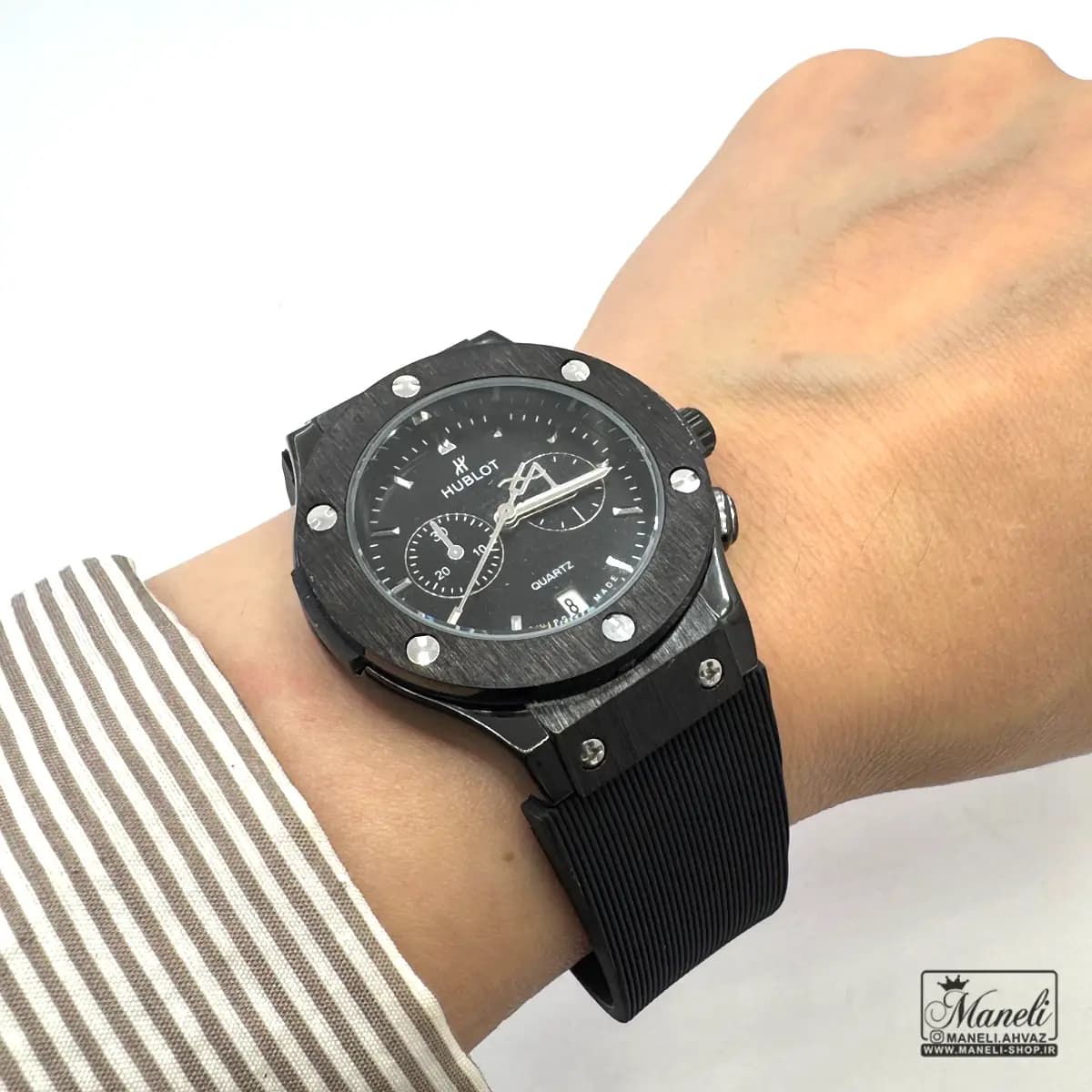 ست ساعت هابلوت HUBLOT مشکی بند رابر — تصویر ۴