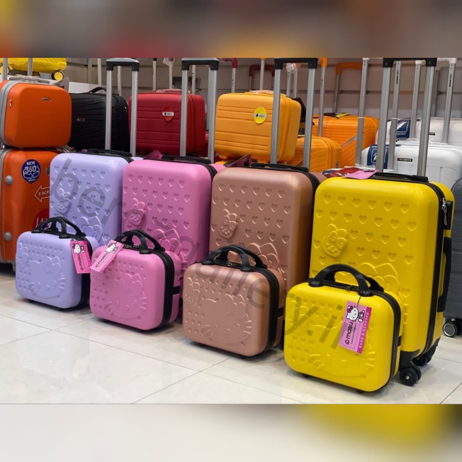 ست چمدان دو تکه هلو کیتی فایبر بچگانه وارداتی — تصویر ۶