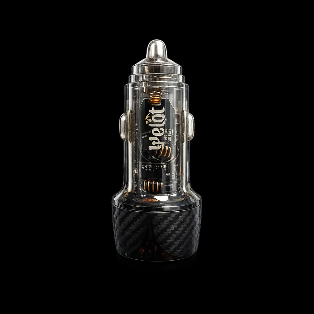 شارژر فندکی ۵۵ وات ولوت مدل WELOT W-C68 (بدنه شفاف فست‌شارژ)