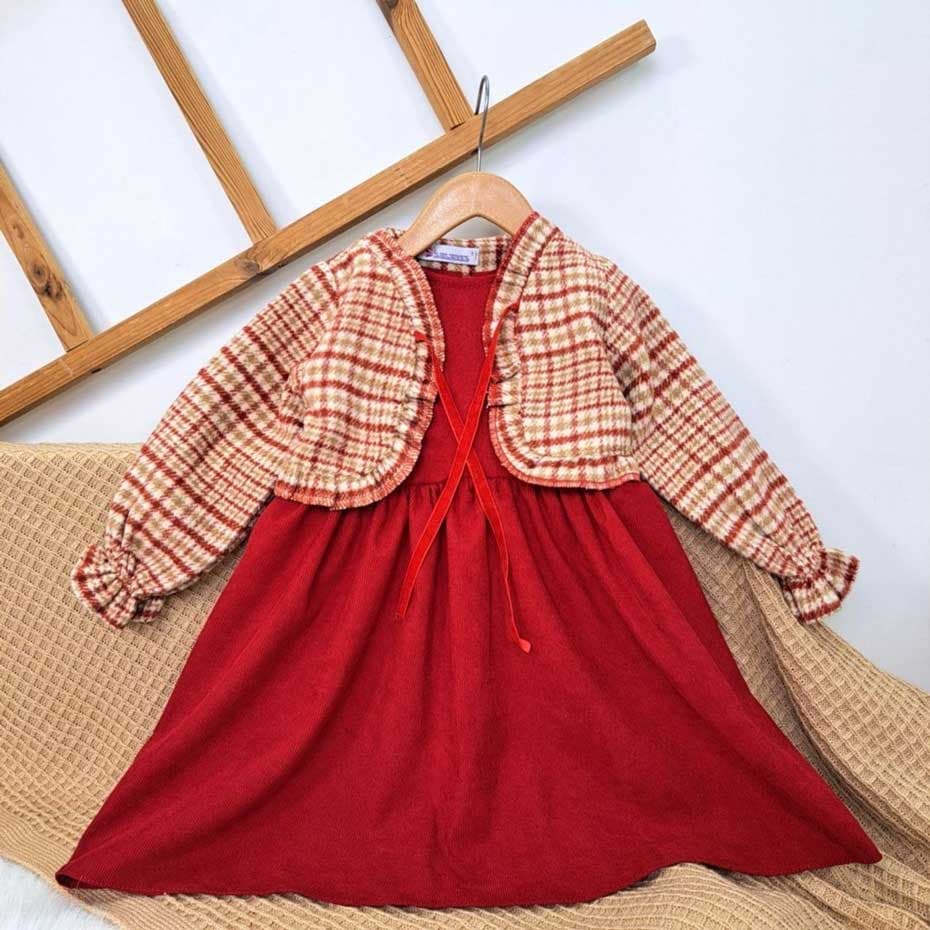 سارافون دخترانه مخمل کبریتی — تصویر ۱۰