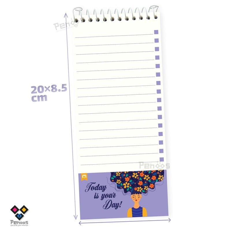 todo لیست سیمی طرح دار مکث نوت-60 برگ-سایز8/5×20 cm-کد:26N-3080