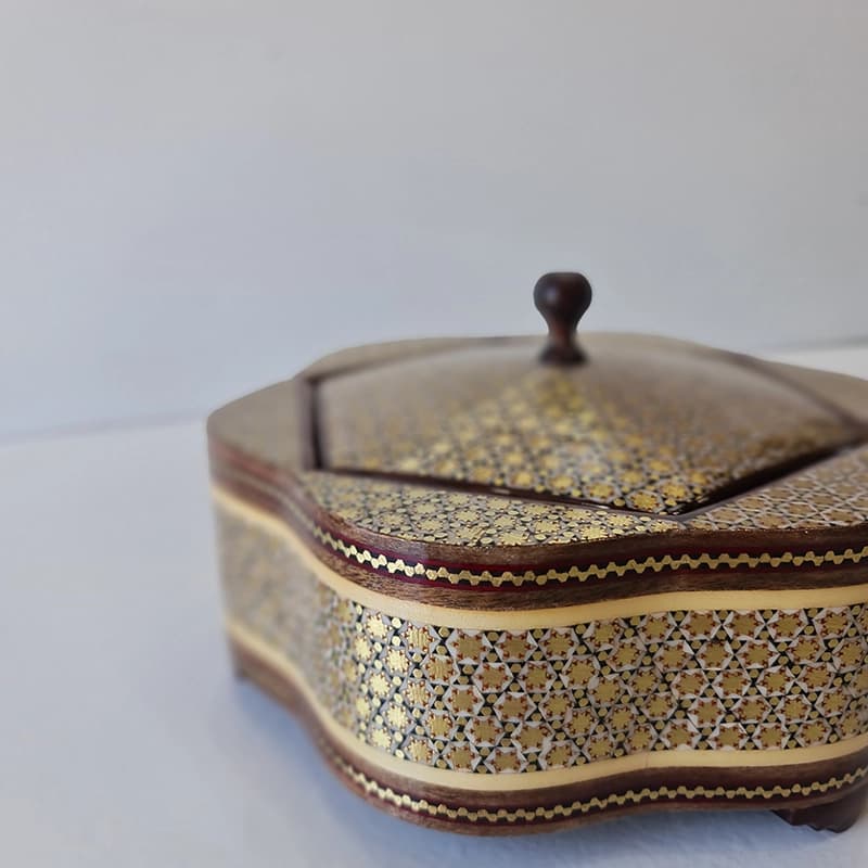 شکلات خوری خاتم گلی سیمی کوچک طرح 2 — تصویر ۱۱