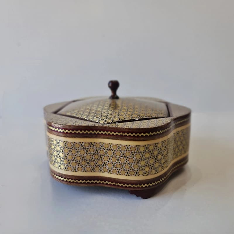 شکلات خوری خاتم گلی سیمی کوچک طرح 2 — تصویر ۱۰