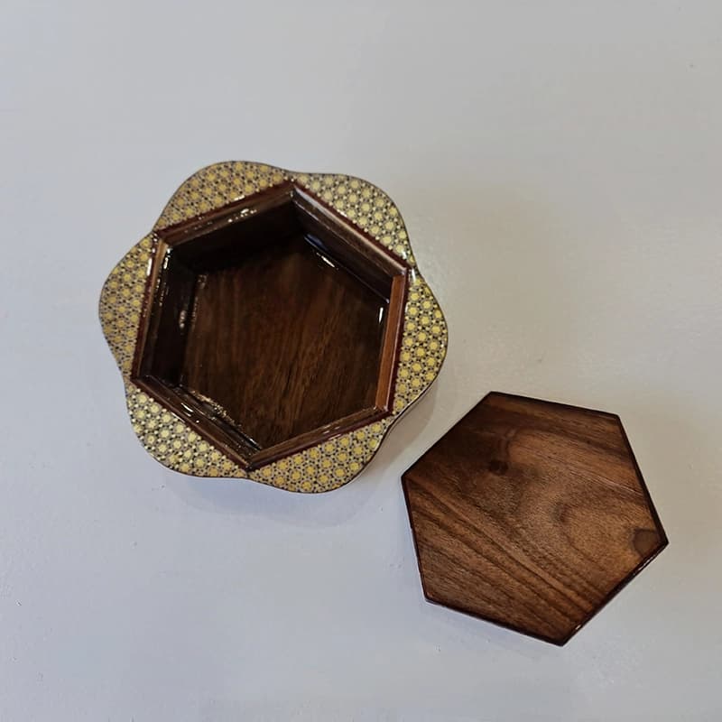 شکلات خوری خاتم گلی سیمی کوچک طرح 2 — تصویر ۶