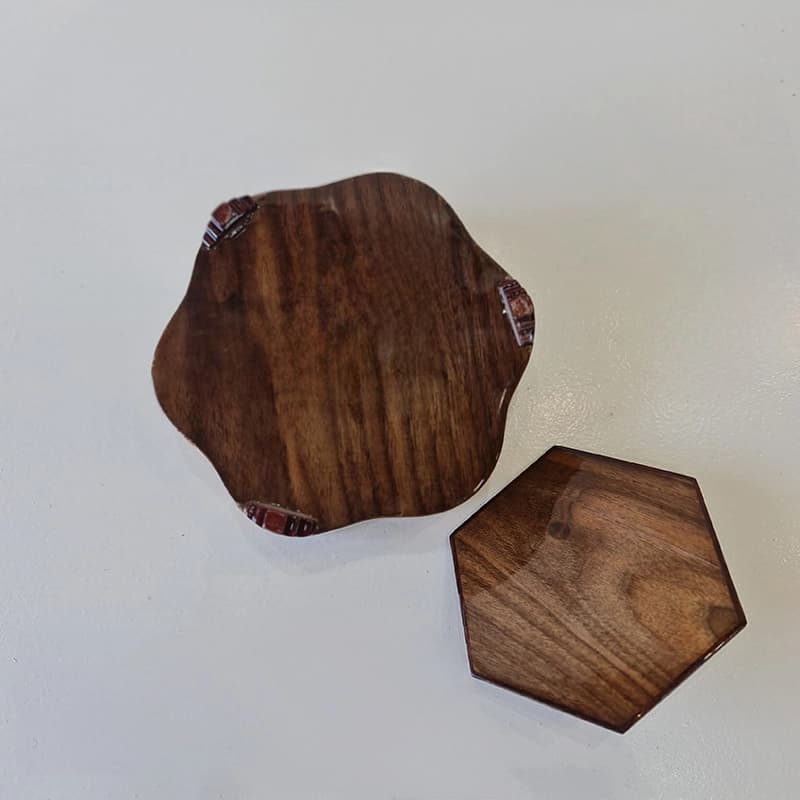 شکلات خوری خاتم گلی سیمی کوچک طرح 2 — تصویر ۷