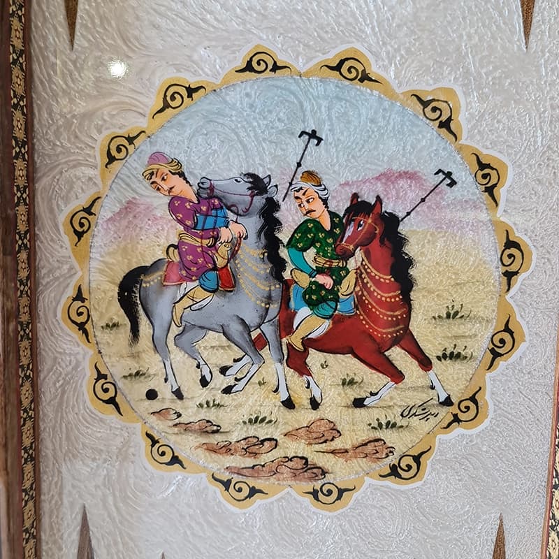 تخته نرد و شطرنج دالبر دور تذهیب و چوگان 50 — تصویر ۹