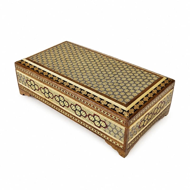 جعبه خاتم کاری دستکش دان لاله ای کاظمی — تصویر ۶