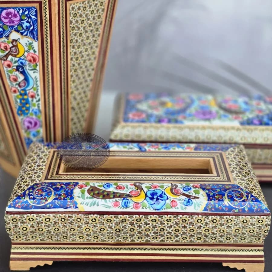 ست سه تکه سطل خاتم و گل و مرغ کاظمی — تصویر ۳