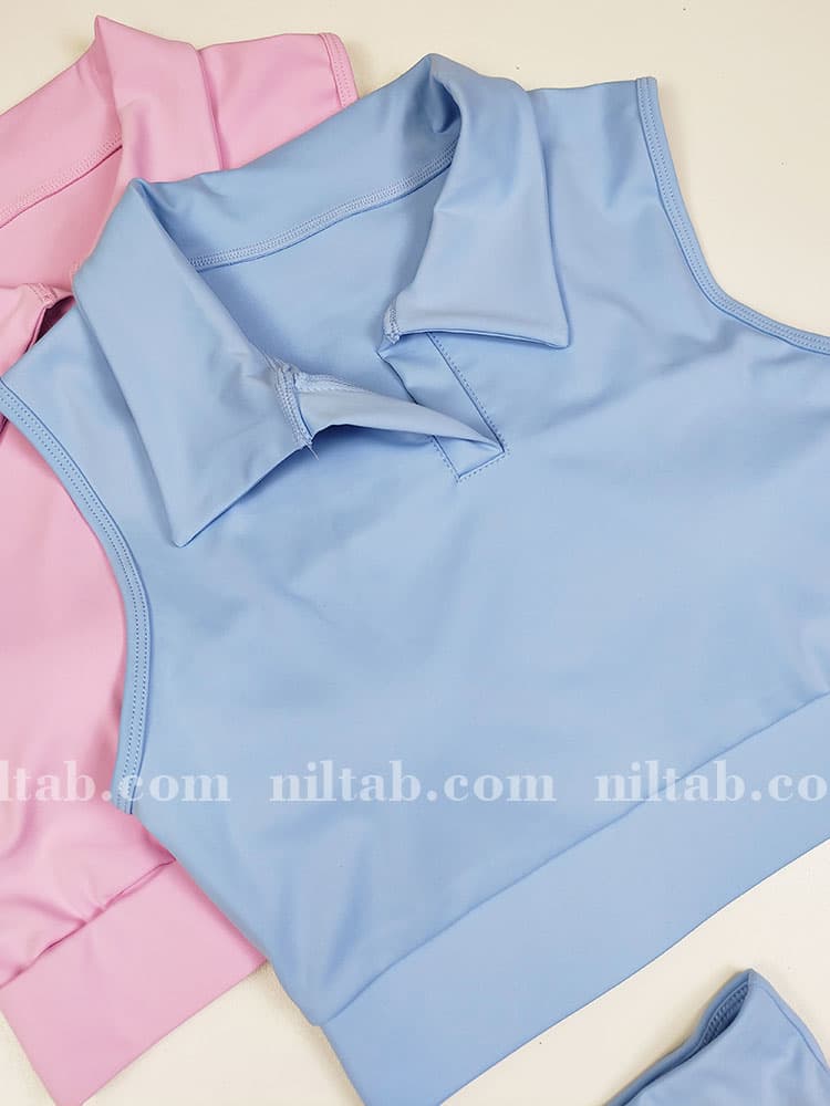 ست ورزشی کراپ یقه دار و دامن تنیسی کیفیت اصلی — تصویر ۵