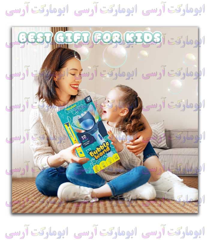 حباب ساز عصایی طرح گل باز شو چراغ دار شارژی 10سوراخ خفن — تصویر ۱۰
