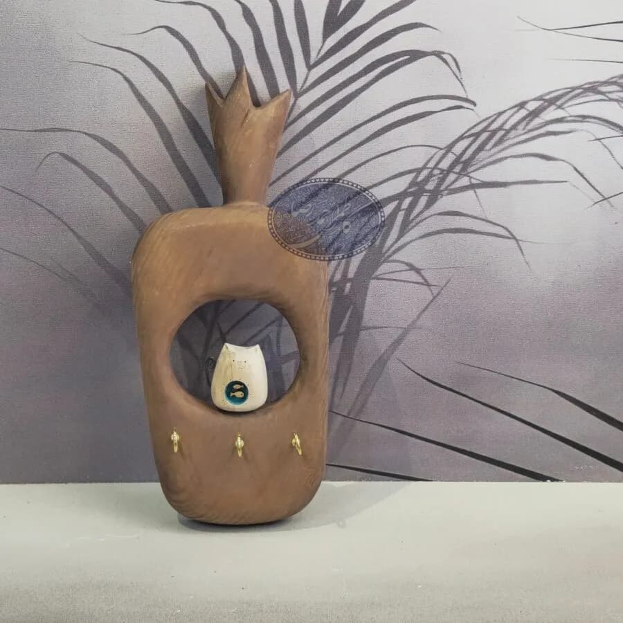 جاکلیدی گربه تکی کوچک چوبی — تصویر ۸