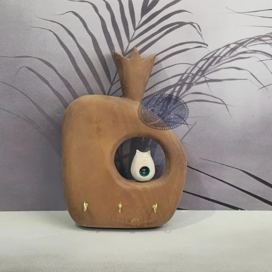 جاکلیدی گربه تکی کوچک چوبی — تصویر ۲
