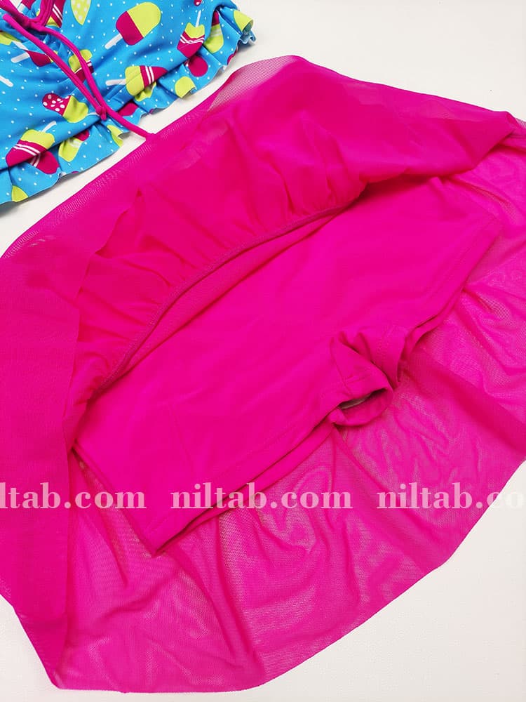 بیکینی دو تکه نیمتنه بستنی و دامن شورتی وارداتی 5028 — تصویر ۵