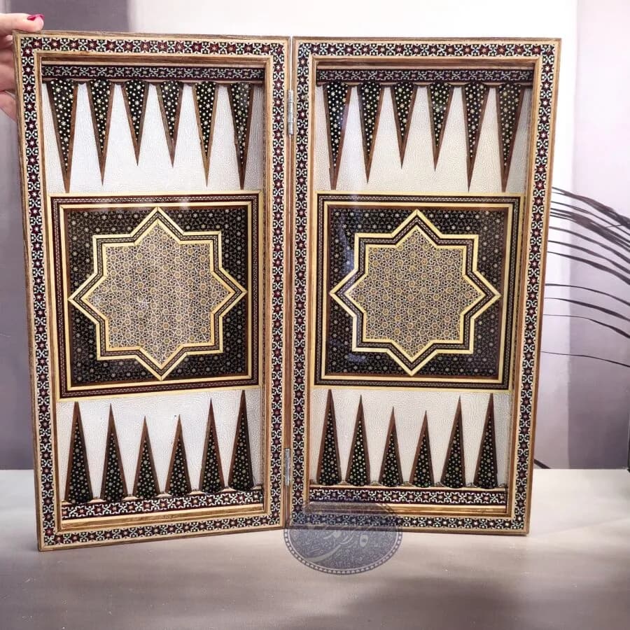 تخته نرد و شطرنج لبگرد تمام خاتم 50 کاظمی — تصویر ۲