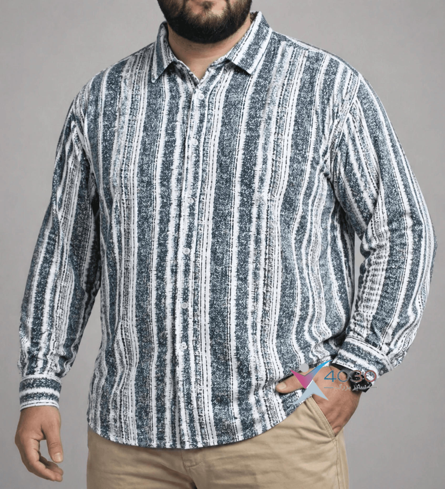 پیراهن STRIPED PATTERN سایز بزرگ مردانه ( 2768 ) — تصویر ۱۱