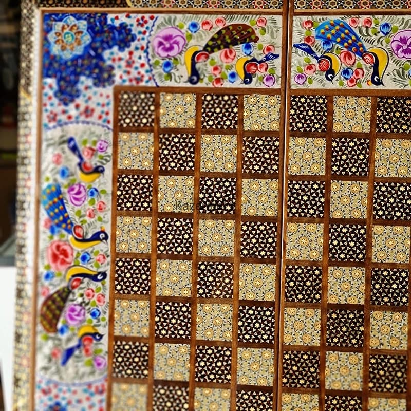 تخته نرد و شطرنج لبگرد گل و مرغ 50 کاظمی — تصویر ۸