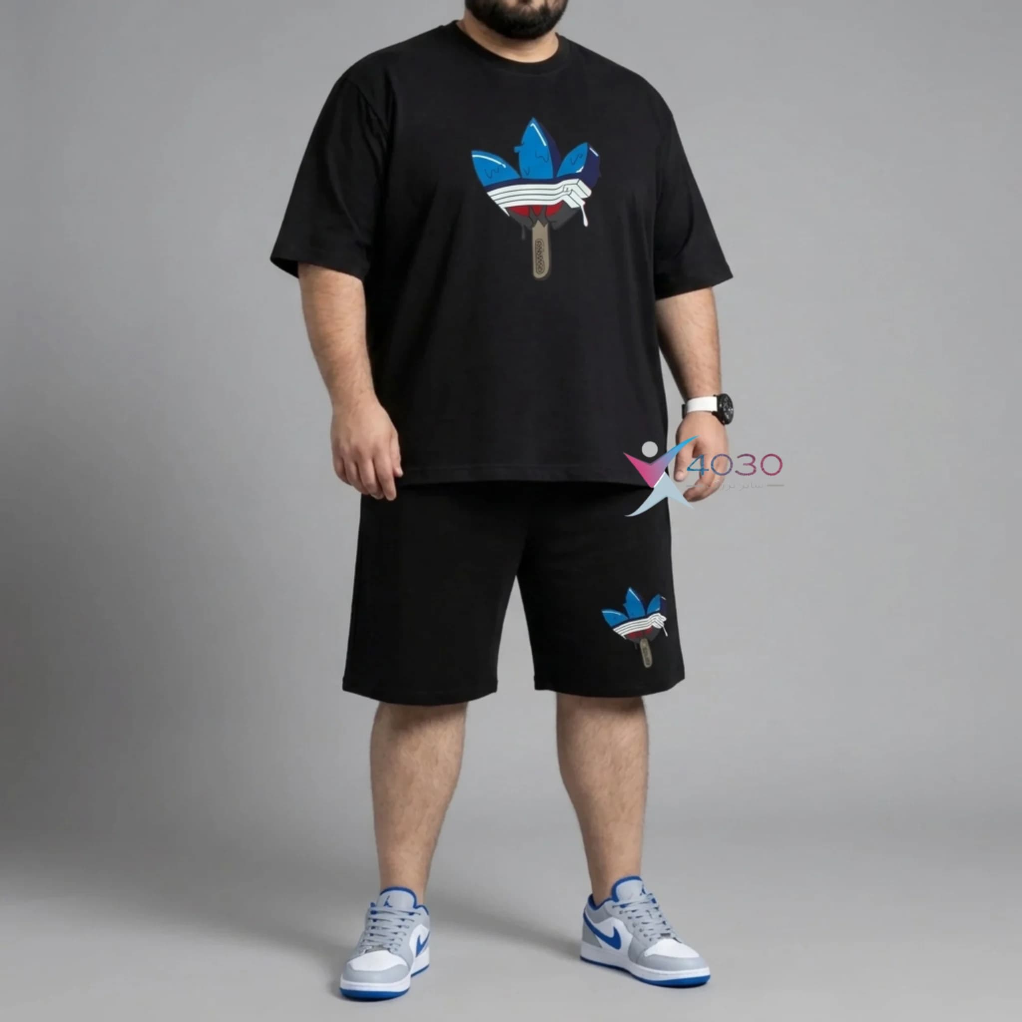 ست تیشرت و شلوارک Ice Cream Adidas سایز بزرگ مردانه ( 8312 )