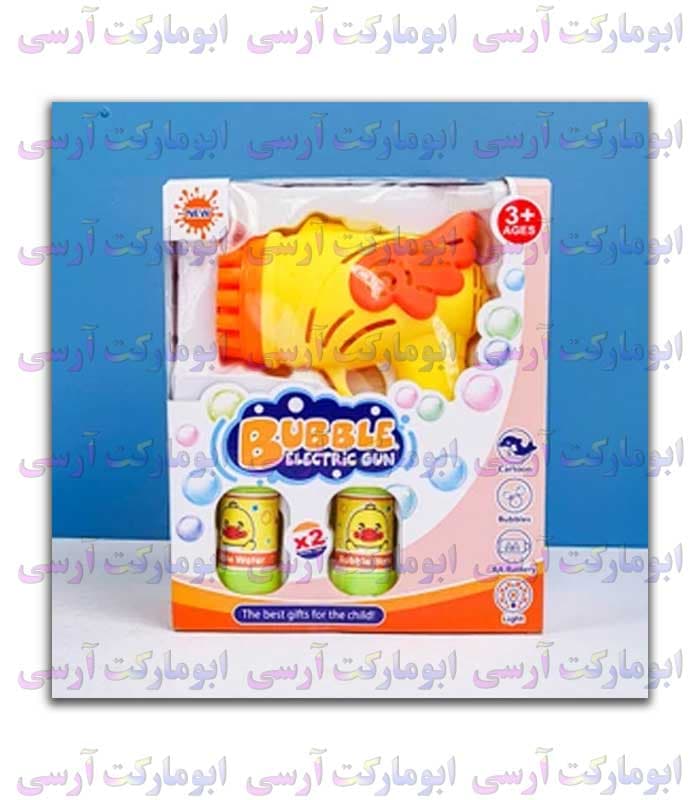 تفنگ حباب ساز 23 سوراخ طرح جوجه بال دار چراغ دار باتری خور — تصویر ۳