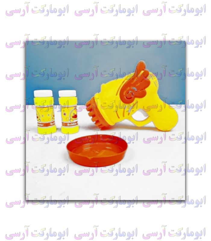 تفنگ حباب ساز 23 سوراخ طرح جوجه بال دار چراغ دار باتری خور — تصویر ۴