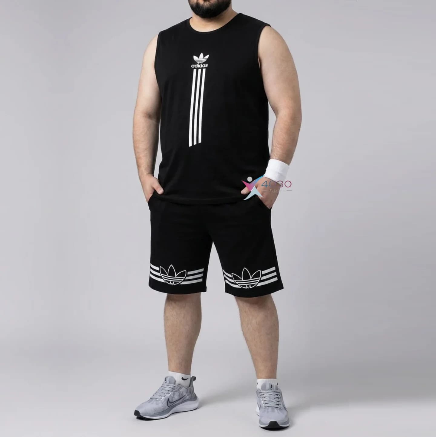 ست کاور و شلوارک adidas سایز بزرگ مردانه ( 8319 )