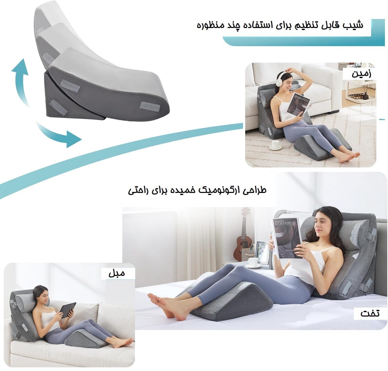 ست ۴ تکه بالش طبی شیب‌دار مناسب برای دوران بعد از جراحی Kingfun — تصویر ۵