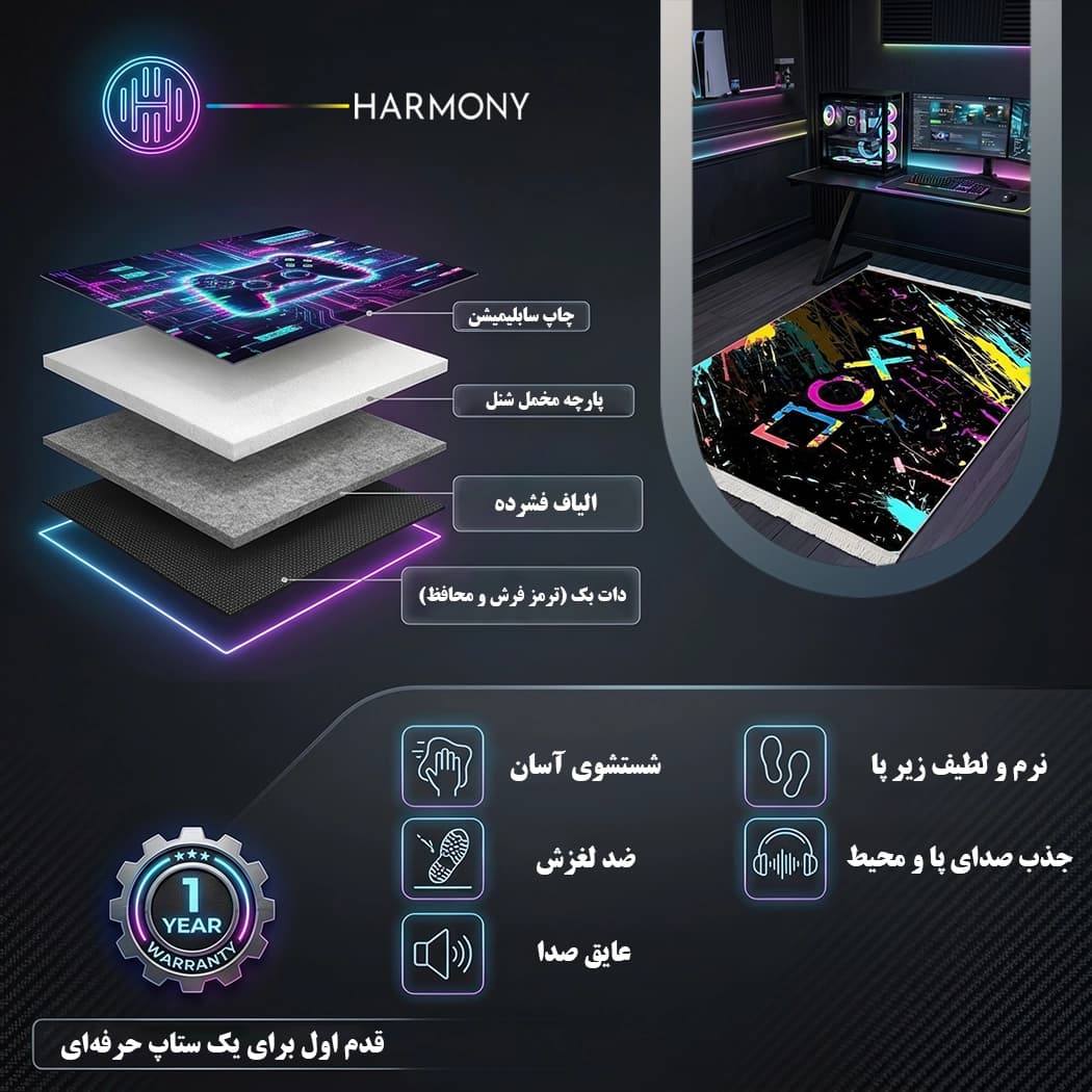 فرش گیمینگ طرح X O مربع مثلث مدل G9 — تصویر ۴