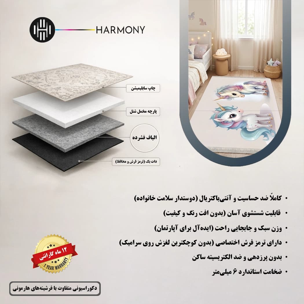 فرشینه کودک طرح تک‌شاخ مدل 980 — تصویر ۴