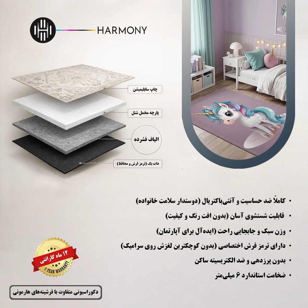 فرشینه کودک طرح تک‌شاخ مدل 979 — تصویر ۸