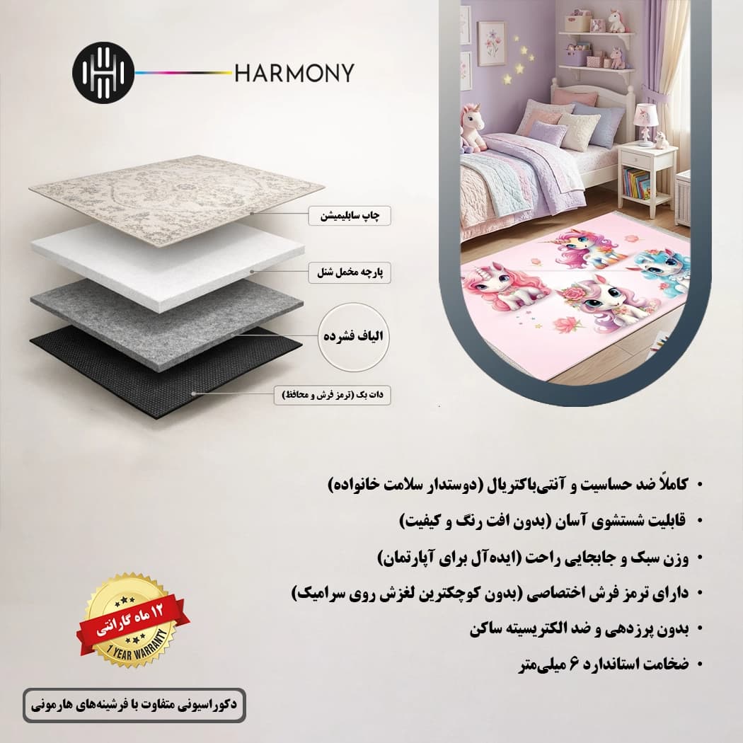 فرشینه کودک طرح تک‌شاخ فانتزی مدل 971 — تصویر ۸