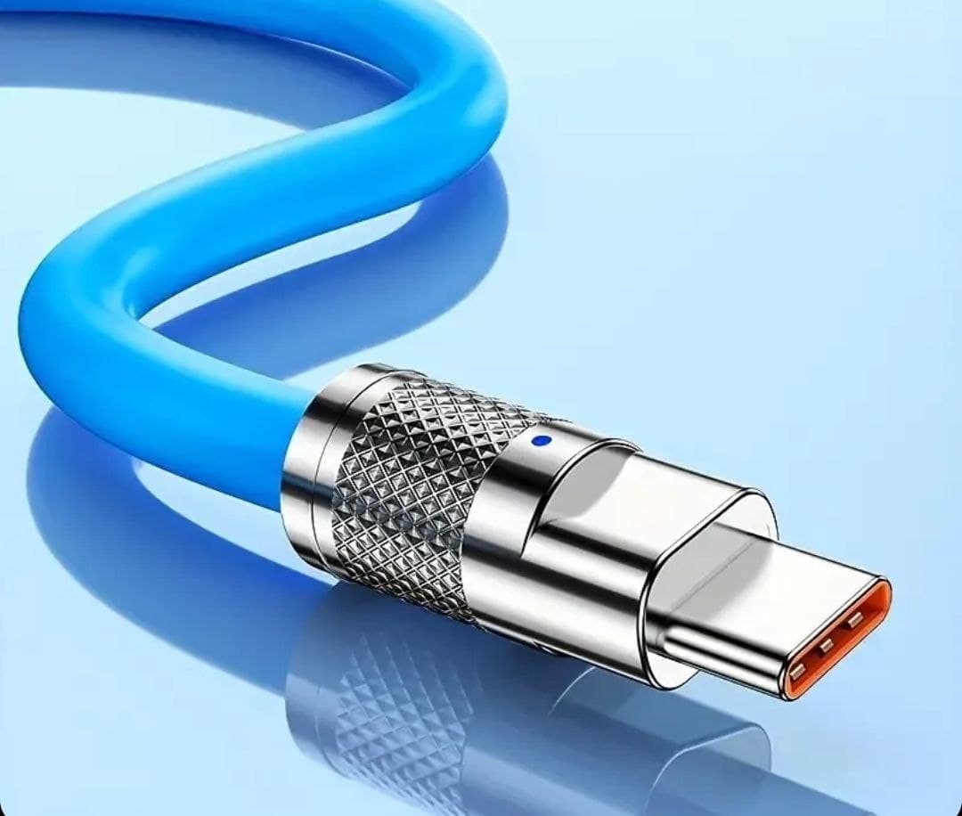 کابل شارژر سوپر فست شارژ SUPER FAST CHARGER CABLE TYPE-C 120W چراغدار سیلیکونی — تصویر ۳