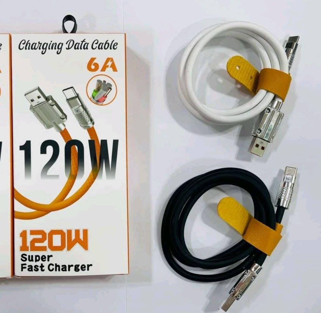 کابل شارژر سوپر فست شارژ SUPER FAST CHARGER CABLE TYPE-C 120W چراغدار سیلیکونی — تصویر ۴