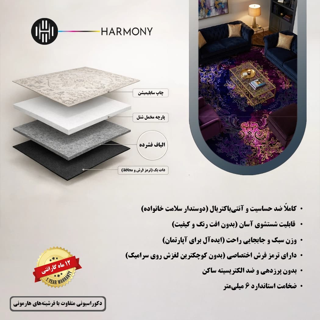 فرش گرد طرح وینتیج مدل درباری کد 396 — تصویر ۶