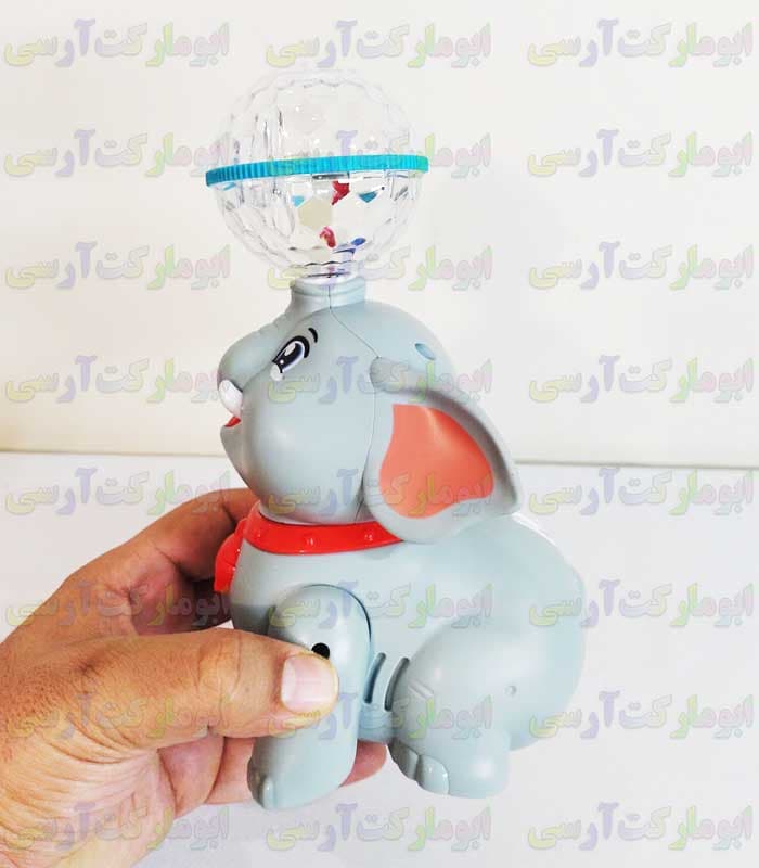 ربات فیل دیوانه حرکتی موزیکال گوی دار چراغ 3Dدار باتری ای چرخش 360 درجه — تصویر ۱۱