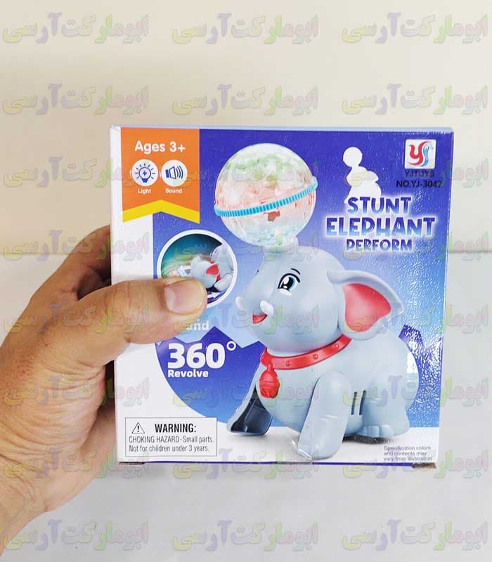 ربات فیل دیوانه حرکتی موزیکال گوی دار چراغ 3Dدار باتری ای چرخش 360 درجه — تصویر ۷