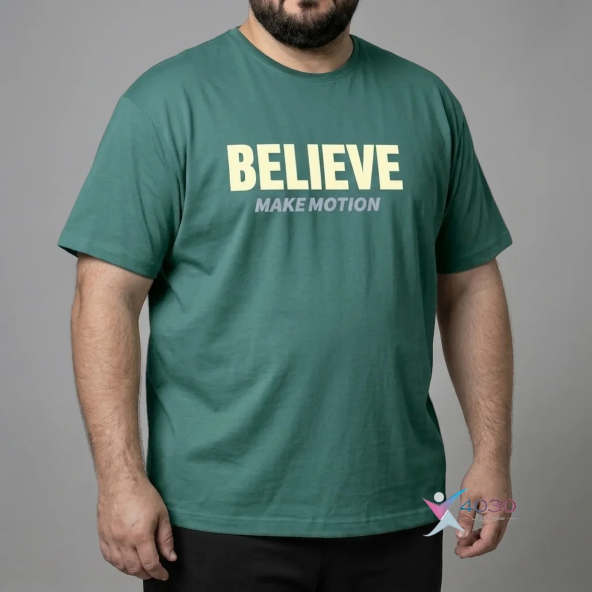 تیشرت پشت طرح دار ماکان BELIEVE سایز بزرگ مردانه ( 809 ) — تصویر ۵