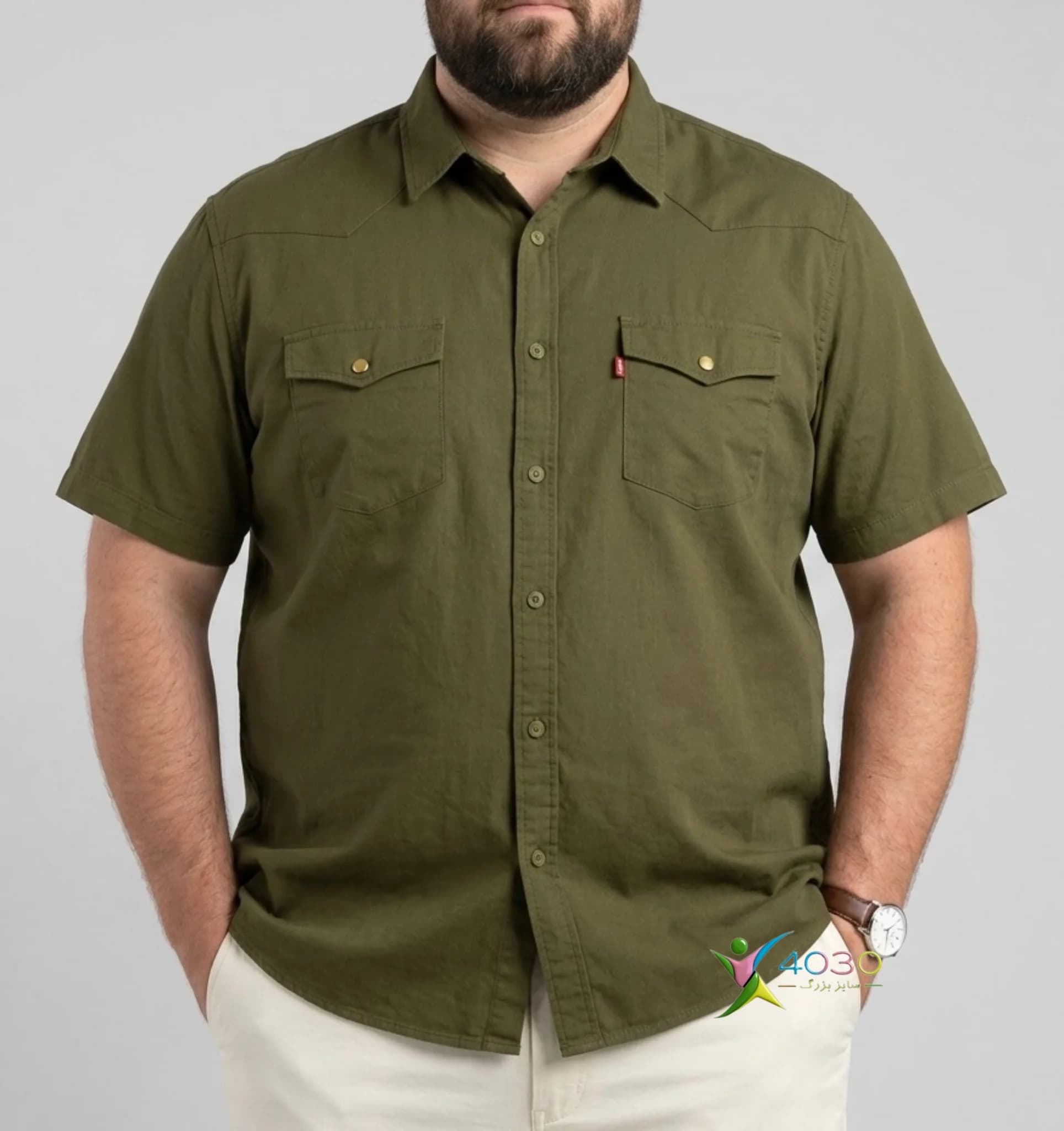 پیراهن کتان آستین کوتاه LEVI’S سایز بزرگ مردانه ( 2818 )