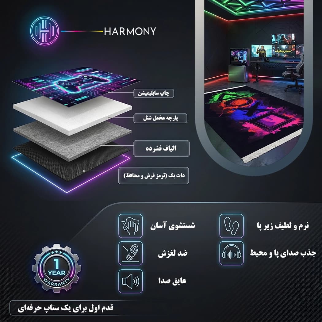 فرش گیمینگ طرح پلی استیشن مدل G5 — تصویر ۴