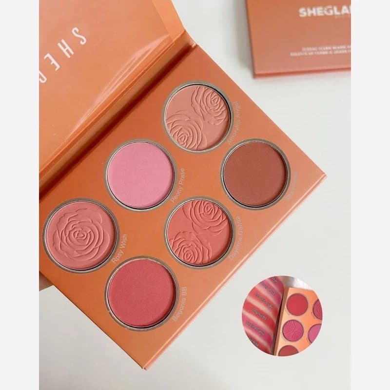 پالت رژگونه 6 رنگ شیگلم (SHEGLAM) مدل Floral Flush (تن رنگی گرم و هلویی) – وزن 12 گرم — تصویر ۳