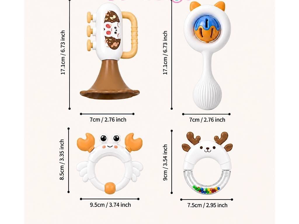 ست جغجغه دندانگیر کودک ۴ عددی خرچنگ Baby Rattle — تصویر ۱۱