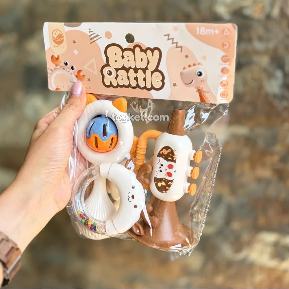 ست جغجغه دندانگیر کودک ۴ عددی خرچنگ Baby Rattle — تصویر ۳