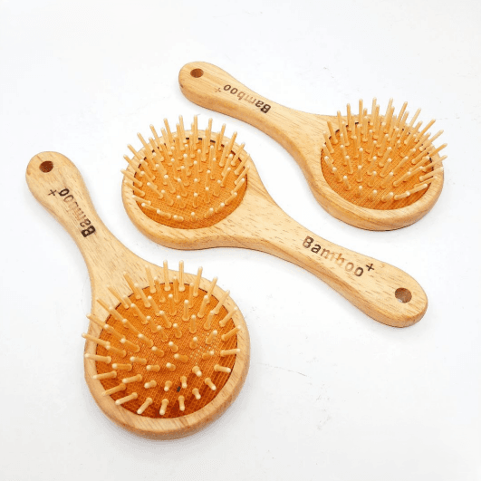 برس تمام چوب بامبو کیفی و کودک | Bamboo Wooden Hair Brush for Kids with Case