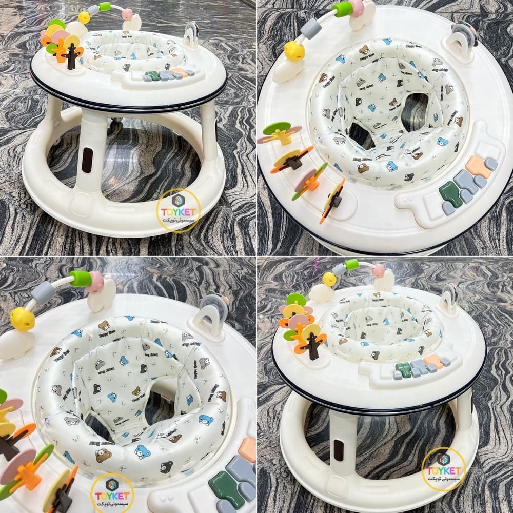 روروئک موزیکال کودک با نشیمن 360 درجه طرح خرسی — تصویر ۷