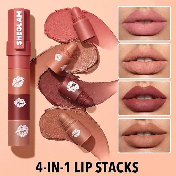 رژ لب چهار طبقه شیگلم رنگ بیر استک | Sheglam 4 Layer Lipstick Bare stack — تصویر ۶