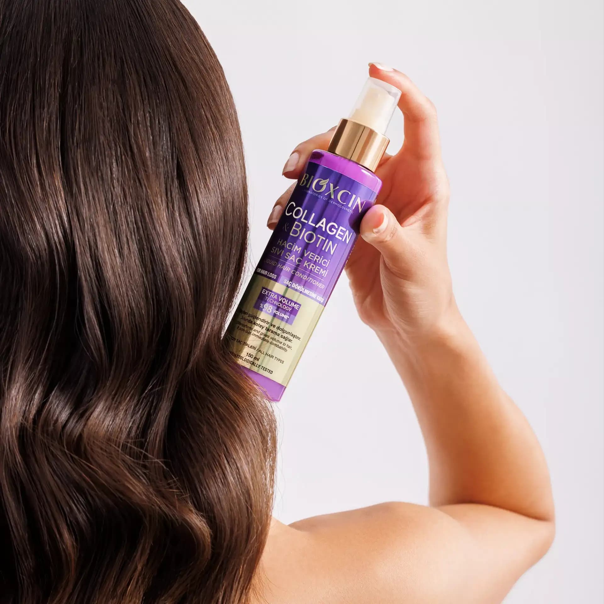 اسپری دوفاز ضد حرارت و حجم دهنده بیوکسین بنفش | Bioxcin Volume &amp; Heat Protectant Spray (Purple) — تصویر ۲