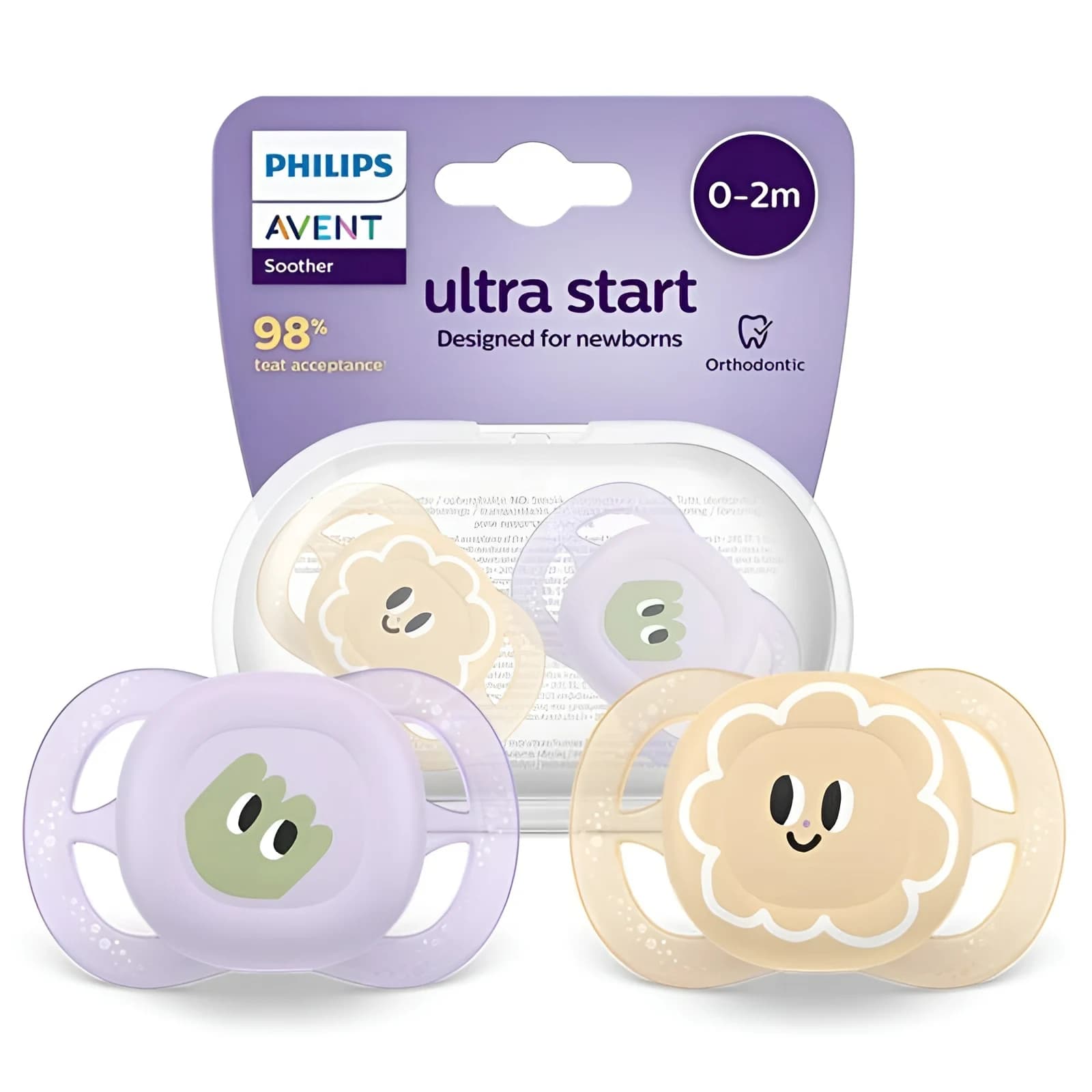 پستانک دو عددی ۰ تا ۲ ماه فیلیپس اونت Ultra Start Avent طرح گل — تصویر ۲
