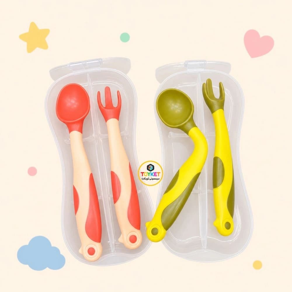 ست قاشق و چنگال حالت گیرنده کودک قاب‌ دار Magiclele