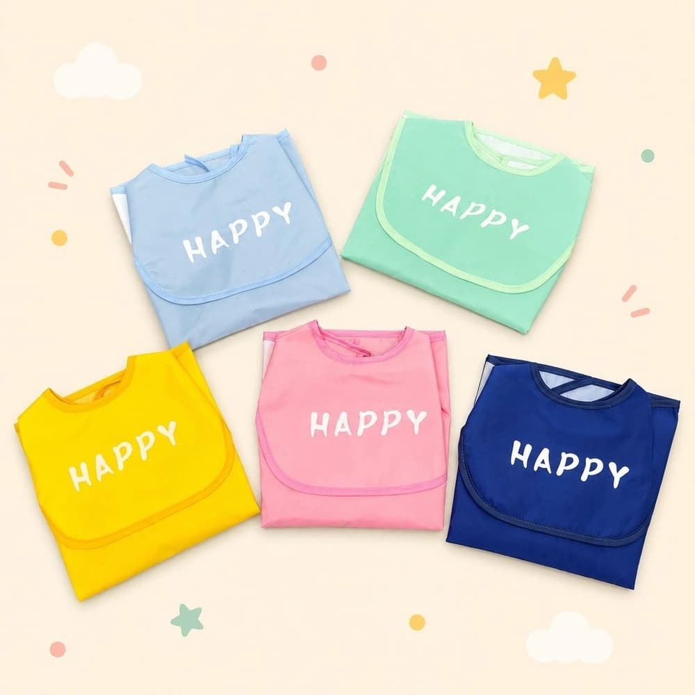 پیشبند لباسی غذا خوری کودک ضد آب فری سایز Happy — تصویر ۹