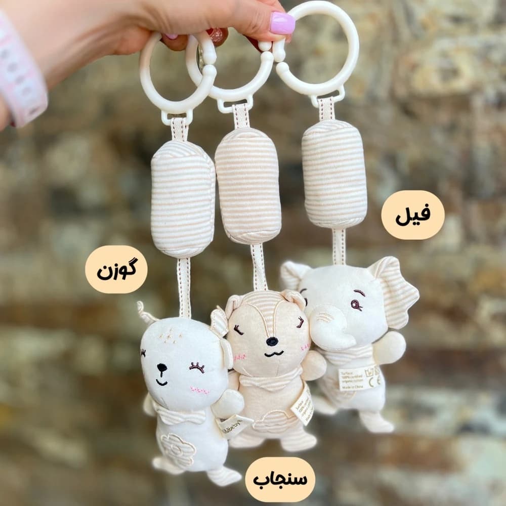 آویز کریر عروسکی جغجغه‌ای کودک Mami&Baby طرح حیوانات — تصویر ۷