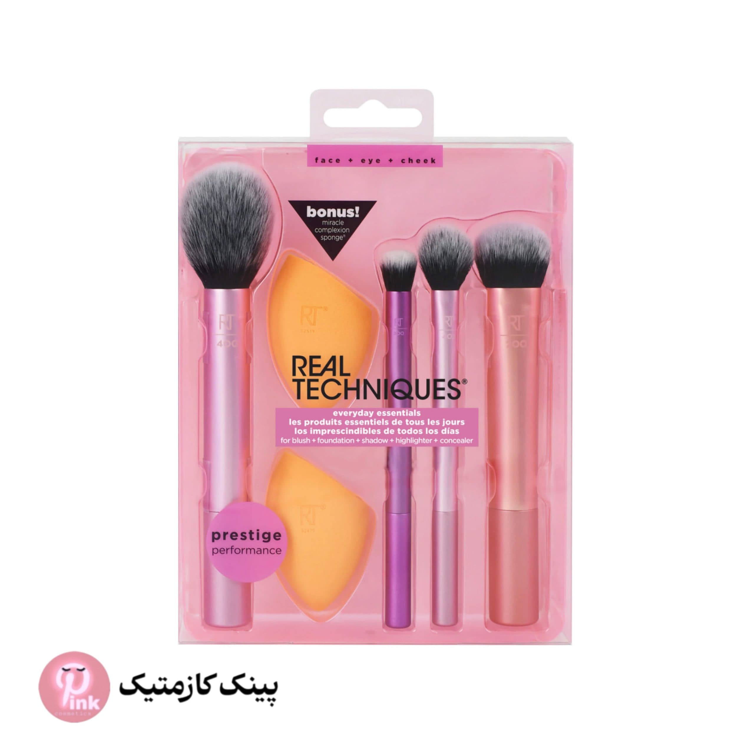 ست براش و پد ریل تکنیک (۲ پد) Real Techniques Brush & 2 Miracle Complexion Sponges Set