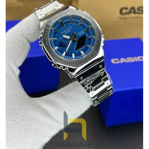 ساعت مردانه کاسیو جی شاک GA2100 جی‌شاک با بند فلزی و صفحه سرمه‌ای — تصویر ۵
